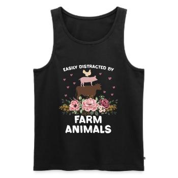 Bauernhoftiere mit Blütenpracht Humor - Männer Premium Bio Tank Top - Schwarz - Vorne - AI Model Male 178 light (178cm)