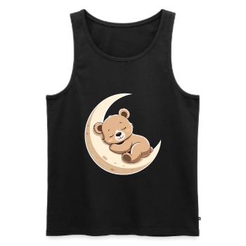 Moon cuddly bear in a dream - Men's Premium Organic Tank Top - black - Front - AI Model Male 178 light (178cm)