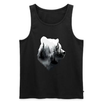 Bear, Forest, Nature, Wilderness, Animal, Bear Artwork - Men's Premium Organic Tank Top - black - Front - Michal (187cm)