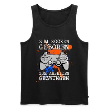 Born to gamble Forced to work - Men's Premium Organic Tank Top - black - Front - AI Model Male 178 light (178cm)