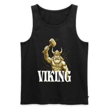 Légende viking viking marin Odin Raven Fighter - Débardeur bio Premium Homme - noir - Devant - AI Model Male 178 light (178cm)