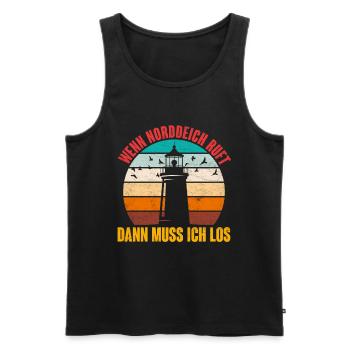 North Sea Holidays WHEN NORDDEICH CALLS Funny - Men's Premium Organic Tank Top - black - Front - Michal (187cm)