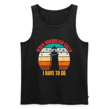 North Sea Holidays WHEN NORDDEICH CALLS Funny - Men's Premium Organic Tank Top - black - Front - Michal (187cm)