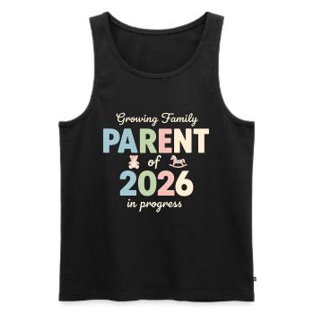 Famille en croissance – Parent de 2026 - Débardeur bio Premium Homme - noir - Devant - Michal (187cm)