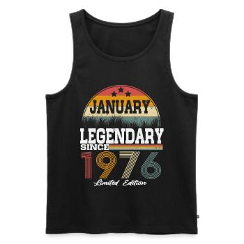 Legends-were-born-in-January-1976 - Men's Premium Organic Tank Top - black - Front - AI Model Male 178 light (178cm)