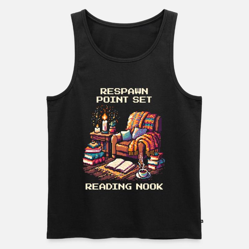 Respawn gesetzt | Leseecke Bücherzeit - Männer Premium Bio Tank Top - Schwarz