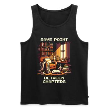 Savepoint Between Chapters | Reading pause reading - Men's Premium Organic Tank Top - black - Front - Michal (187cm)