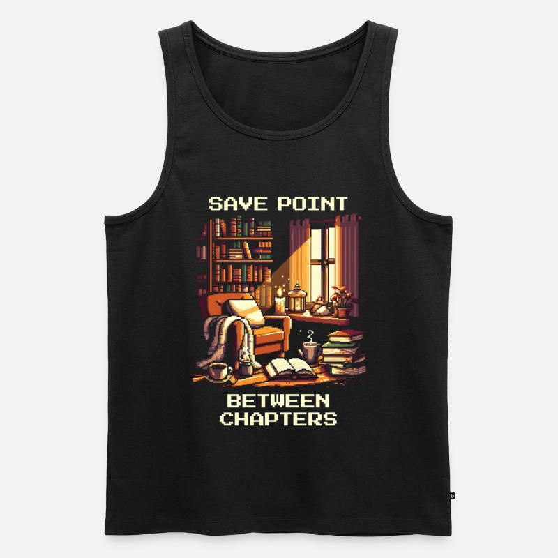 Savepoint zwischen Kapiteln | Lesepause Lesen - Männer Premium Bio Tank Top - Schwarz