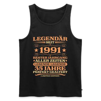 1991 vintage 35 years perfectly aged - Men's Premium Organic Tank Top - black - Front - AI Model Male 178 light (178cm)