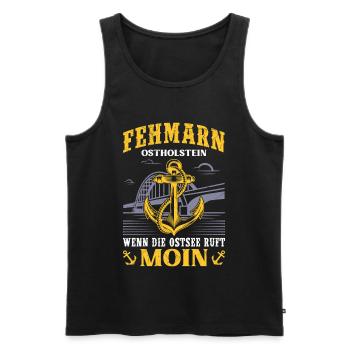 FEHMARN OSTHOLSTEIN QUAND LA MER BALTIQUE APPELLE Drôle - Débardeur bio Premium Homme - noir - Devant - AI Model Male 178 light (178cm)