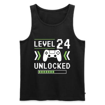 24. Geburtstag Level 24 unlocked - Männer Premium Bio Tank Top - Schwarz - Vorne - AI Model Male 178 light (178cm)