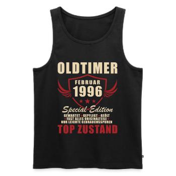 Anniversaire février 1996 - Débardeur bio Premium Homme - noir - Devant - Michal (187cm)