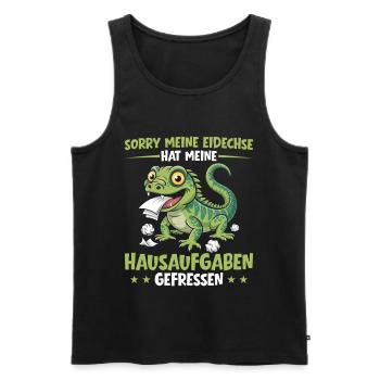 Eidechse hat meine Hausaufgaben gefressen Schüler - Männer Premium Bio Tank Top - Schwarz - Vorne - Michal (187cm)
