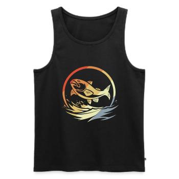 Angeln Retro Stil - Männer Premium Bio Tank Top - Schwarz - Vorne - AI Model Male 178 light (178cm)