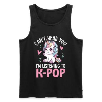Je ne t’entends pas en écoutant de la K Pop - Débardeur bio Premium Homme - noir - Devant - Michal (187cm)