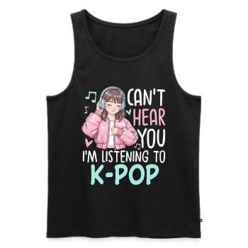 Je ne t’entends pas en écoutant de la K-Pop - Débardeur bio Premium Homme - noir - Devant - Michal (187cm)
