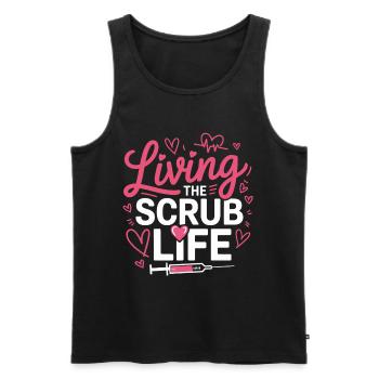 Living the Scrub Life - Men's Premium Organic Tank Top - black - Front - AI Model Male 178 light (178cm)