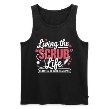 Living the Scrub Life - Men's Premium Organic Tank Top - black - Front - AI Model Male 178 light (178cm)