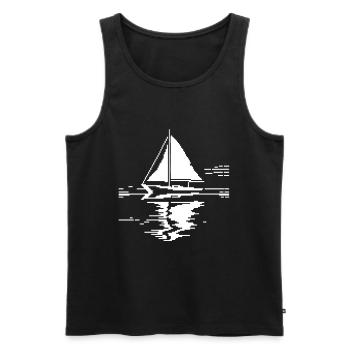 Graphique Pixel Voilier - Débardeur bio Premium Homme - noir - Devant - Michal (187cm)