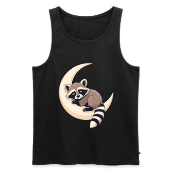 Mondraccoon auf der Sichel - Männer Premium Bio Tank Top - Schwarz - Vorne - AI Model Male 178 light (178cm)