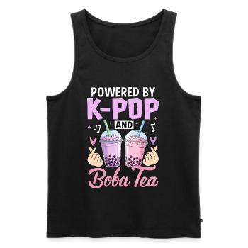 Powered By K Pop And Boba Tea - Men's Premium Organic Tank Top - black - Front - AI Model Male 178 light (178cm)