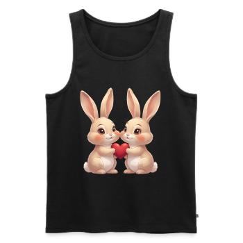 Twin Bunny Heart Joy - Men's Premium Organic Tank Top - black - Front - Michal (187cm)