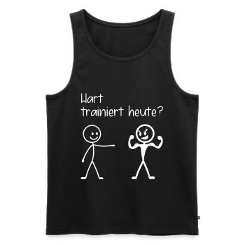 Fitnessstudio HART TRAINIERT HEUTE LUSTIG - Männer Premium Bio Tank Top - Schwarz - Vorne - Michal (187cm)