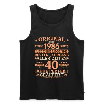 40e anniversaire Vintage 1986 absolument unique - Débardeur bio Premium Homme - noir - Devant - Michal (187cm)