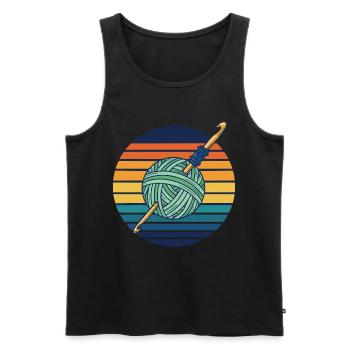 Funny Crochet Yarn Lovers Crochet Hook Retro - Men's Premium Organic Tank Top - black - Front - Michal (187cm)