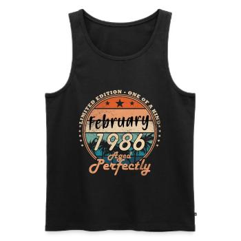 40e anniversaire 40 ans Février 1986 T-shirt vintage - Débardeur bio Premium Homme - noir - Devant - Michal (187cm)