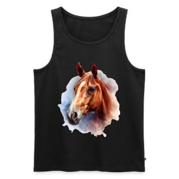 Pferde-Aquarell auf Himmelshintergrund - Männer Premium Bio Tank Top - Schwarz - Vorne - AI Model Male 178 light (178cm)