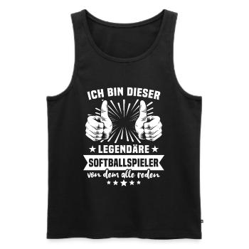 Softballspieler Legende - Männer Premium Bio Tank Top - Schwarz - Vorne - Michal (187cm)