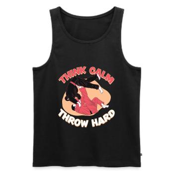 Judo Martial Arts Think Calm Throw Hard - Men's Premium Organic Tank Top - black - Front - Michal (187cm)