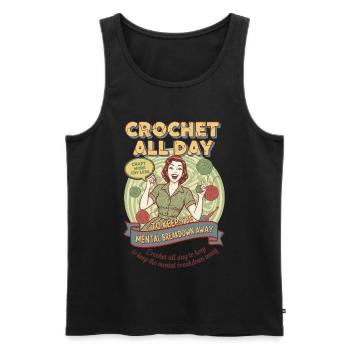 Crochet Lover Crochet Crochet Toute la Journée Garde la Tête - Débardeur bio Premium Homme - noir - Devant - Michal (187cm)