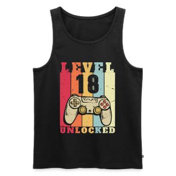 Level 18 Geburtstag 18 Jahre alt - Männer Premium Bio Tank Top - Schwarz - Vorne - AI Model Male 178 light (178cm)