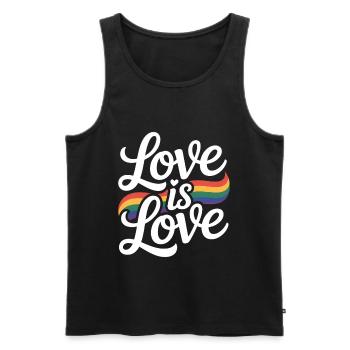 Love is Love Rainbow LGBTQ Pride - Männer Premium Bio Tank Top - Schwarz - Vorne - Michal (187cm)