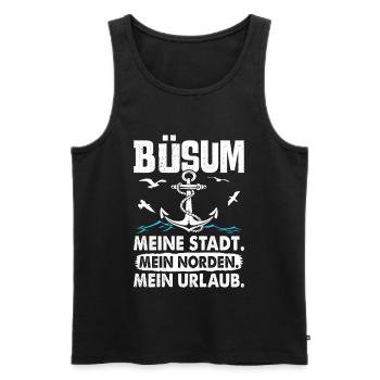 BÜSUM MEINE STADT MEIN NORDEN MEIN URLAUB Lustig - Männer Premium Bio Tank Top - Schwarz - Vorne - Michal (187cm)