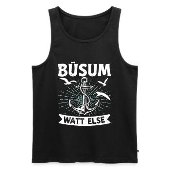 Vacances à la mer du Nord BÜSUM WATT AUTREMENT DRÔLE - Débardeur bio Premium Homme - noir - Devant - Michal (187cm)