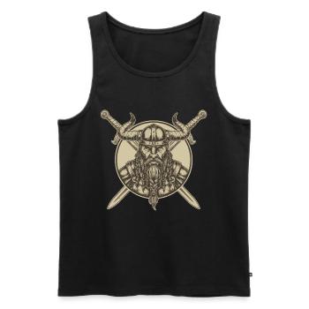 Légende viking viking marin Odin Raven Fighter - Débardeur bio Premium Homme - noir - Devant - Michal (187cm)