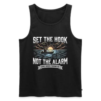 Set The Hook Not The Alarm Angler Sonnenaufgang - Männer Premium Bio Tank Top - Schwarz - Vorne - AI Model Male 178 light (178cm)