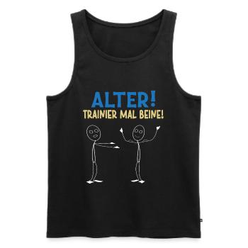 Stick Figure OLD TRAINER TIMES LEGS Drôle - Débardeur bio Premium Homme - noir - Devant - AI Model Male 178 light (178cm)