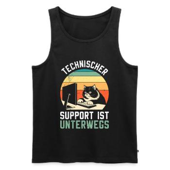 Computer TECHNISCHER SUPPORT IST UNTERWEGS LUSTIG - Männer Premium Bio Tank Top - Schwarz - Vorne - AI Model Male 178 light (178cm)