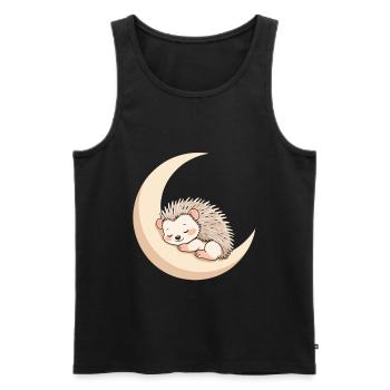 Hérisson du sommeil lunaire - Débardeur bio Premium Homme - noir - Devant - AI Model Male 178 light (178cm)