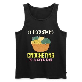 Une journée de crochet – bonne journée - Débardeur bio Premium Homme - noir - Devant - AI Model Male 178 light (178cm)