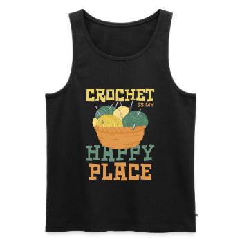 Crochet is my happy place - Men's Premium Organic Tank Top - black - Front - Michal (187cm)