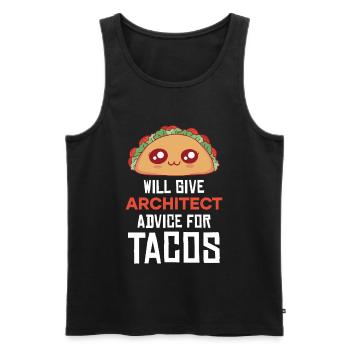 Conseils pour un architecte taco : dire - Débardeur bio Premium Homme - noir - Devant - AI Model Male 178 light (178cm)