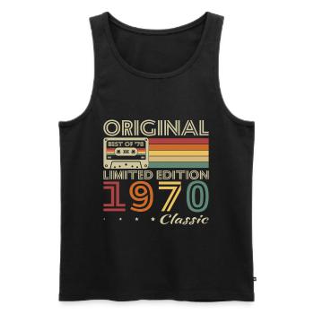 1970 Vintage Rétro Cadeau D’anniversaire - Débardeur bio Premium Homme - noir - Devant - Michal (187cm)