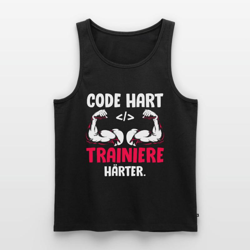 Codeur CODE ENTRAÎNEZ-VOUS PLUS FORT Drôle Débardeur bio Premium Homme