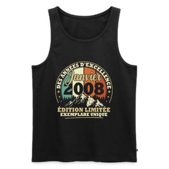 Vintage January 2008 Vintage Birthday Gift - Men's Premium Organic Tank Top - black - Front - Michal (187cm)