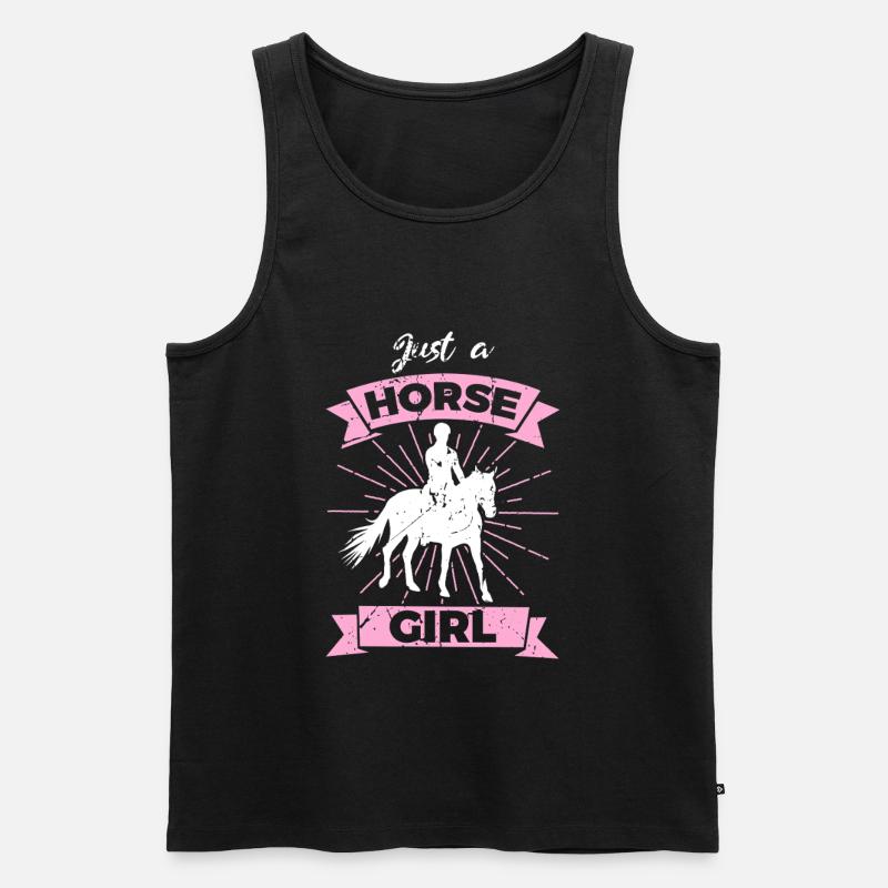 Nur ein Pferdemädchen - Männer Premium Bio Tank Top - Schwarz